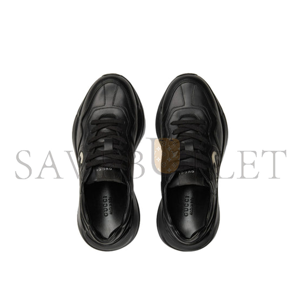 GUCCI RHYTON LEATHER SNEAKERS 'BLACK WHITE' 757887